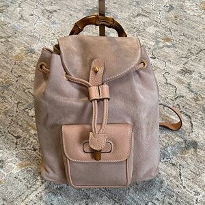 Gucci Vintage Tan Backpack with Bamboo Details